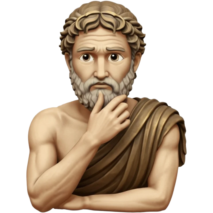 Ancient Greek King Odysseus Statue Thinking with Hand on Chin emoji