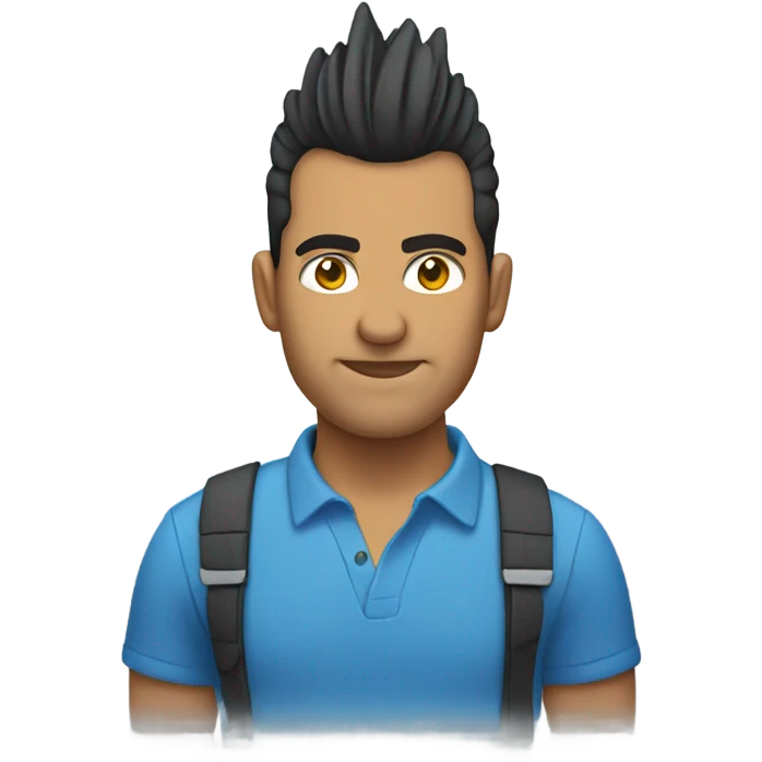 Hispanic man with mohawk wearing blue shirt emoji