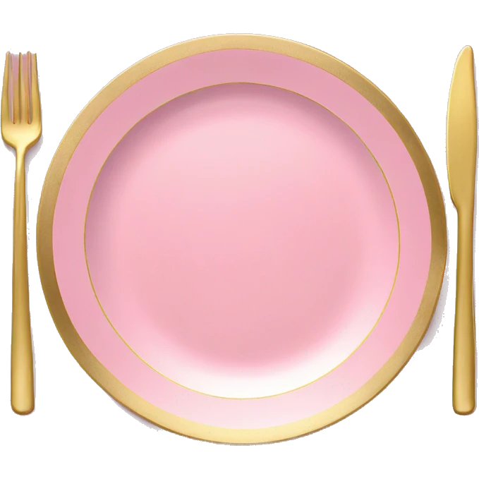 Realistic laying flat empty gold and pink charger plate. emoji