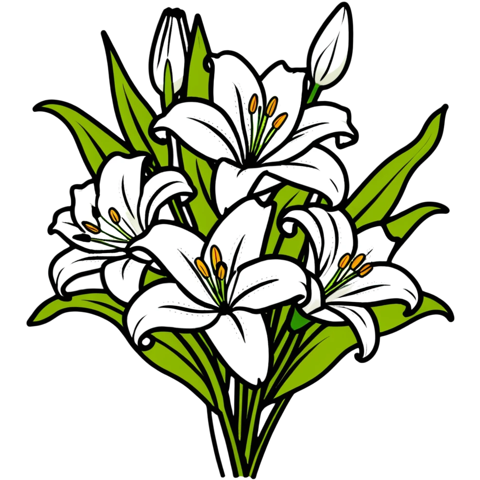 beautiful arrangement of white lily flowers in a bouquet emoji
