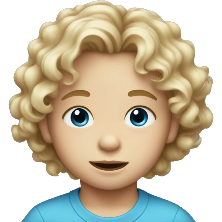 Toddler boy with wavy hair blue eyes emoji