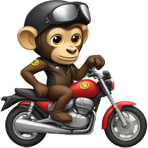 Motorcycle with a Monkey on it wearing motorcycle clothes emoji