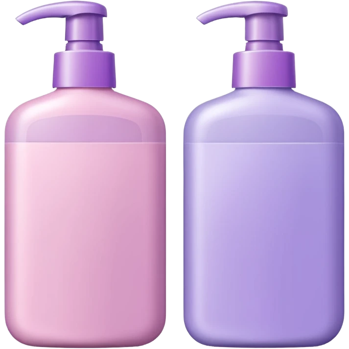 two shampoo bottles, one light pink and one lilac emoji