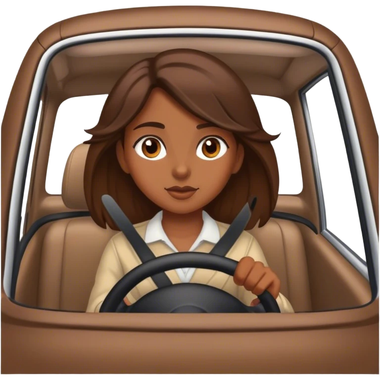  Brown girl brown hair driving  emoji
