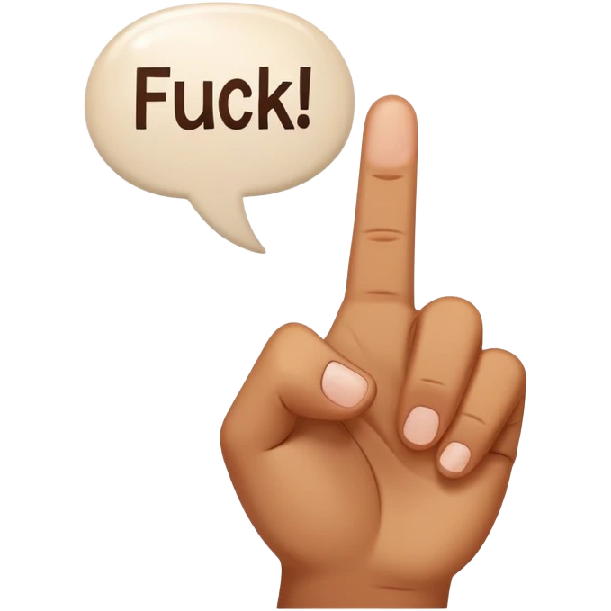 Middle finger in the air with text bubble saying “Fuck People!” emoji