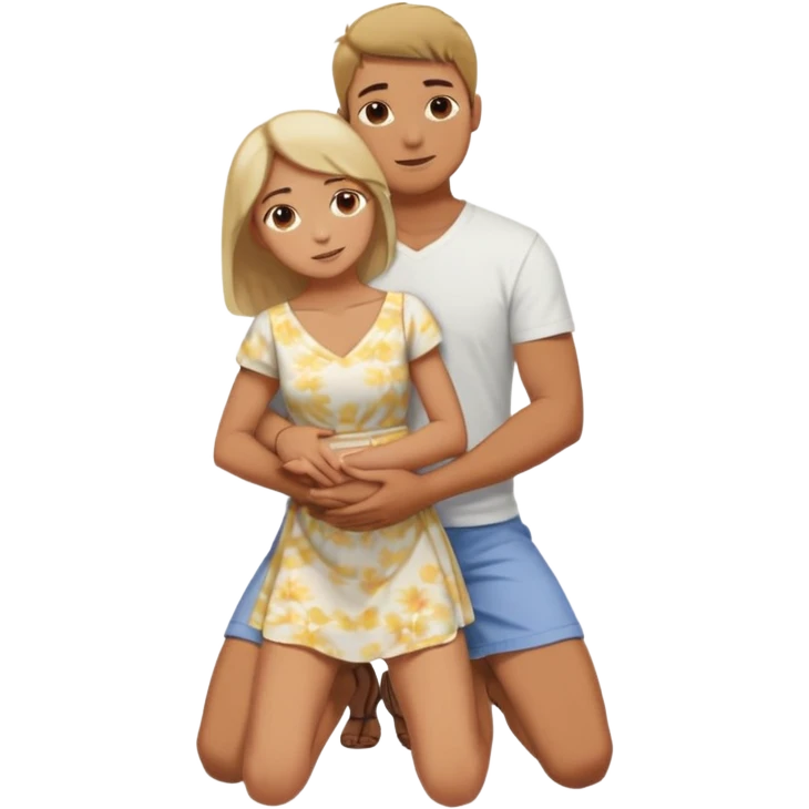 A kneeling male is holding female who’s wrapped around them—arms around the neck and legs around the waist—in a tight embrace. emoji