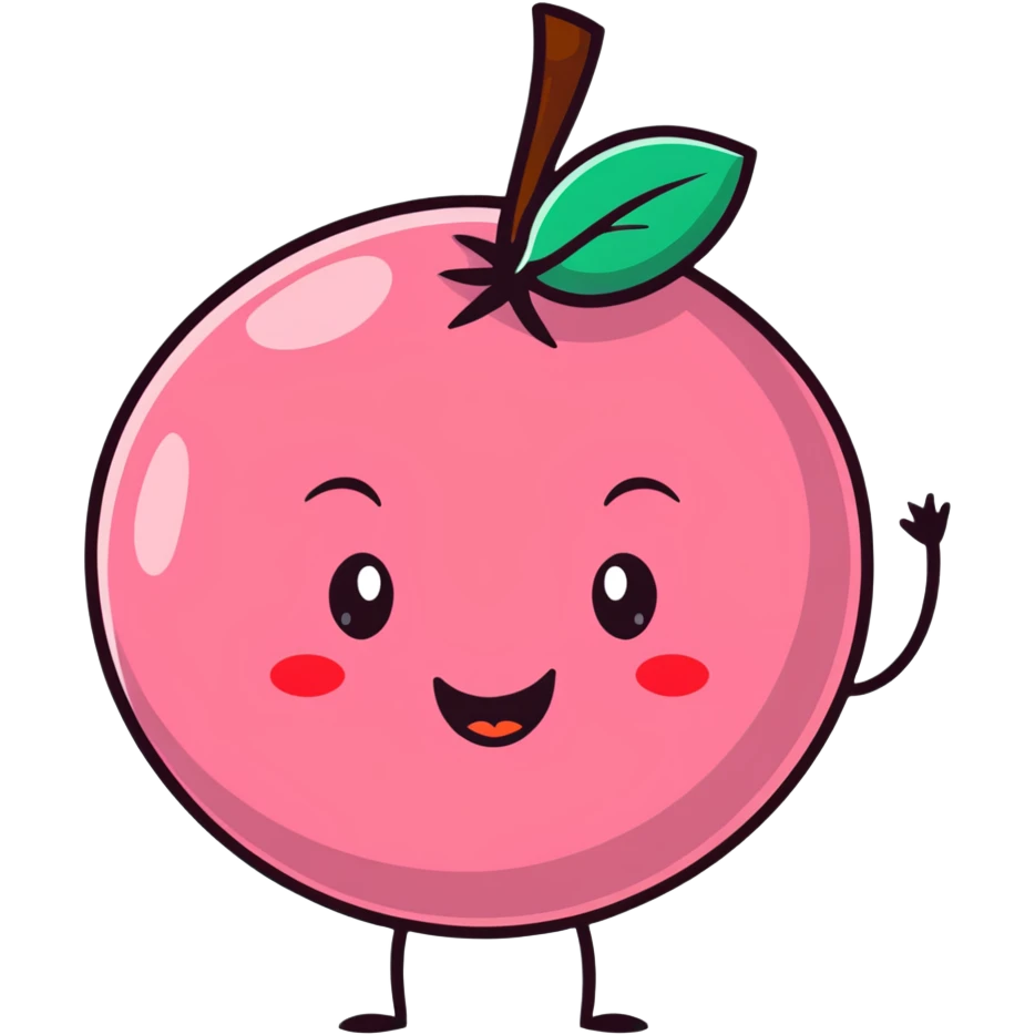 cute lychee fruit character with happy face emoji