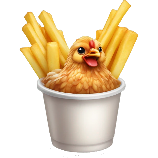 Chicken wings with french fries with bubble tea pearl emoji
