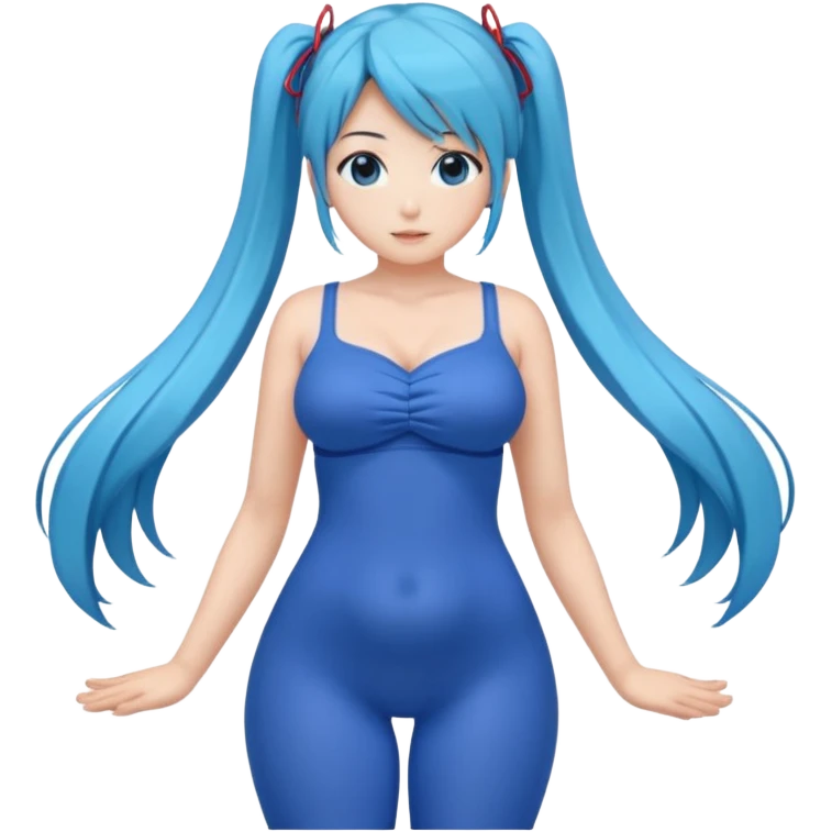 Miku big boobs blue dress and leggings emoji