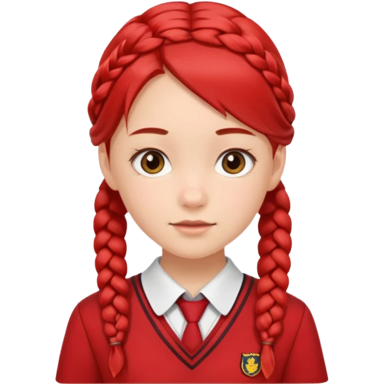 A girl with two braids and school red uniform  emoji