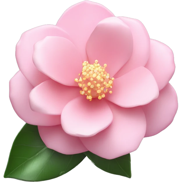 Camellia "A perfectly shaped pastel pink camellia flower with glossy, glowing petals and subtle sparkles at its base." emoji