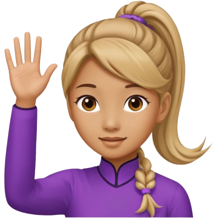 Mini poodle with Asia ponytail hair girl say goodbye emoji