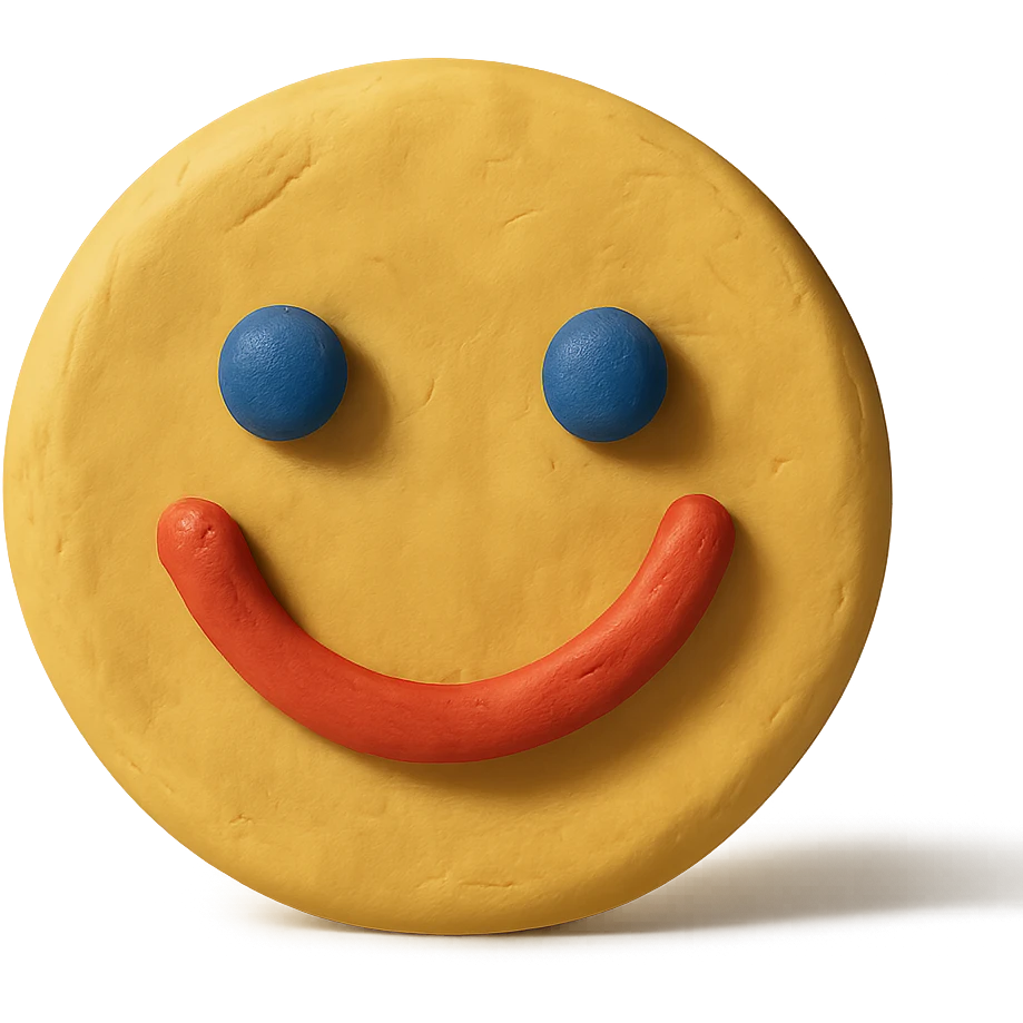 claymation style smiling face emoji