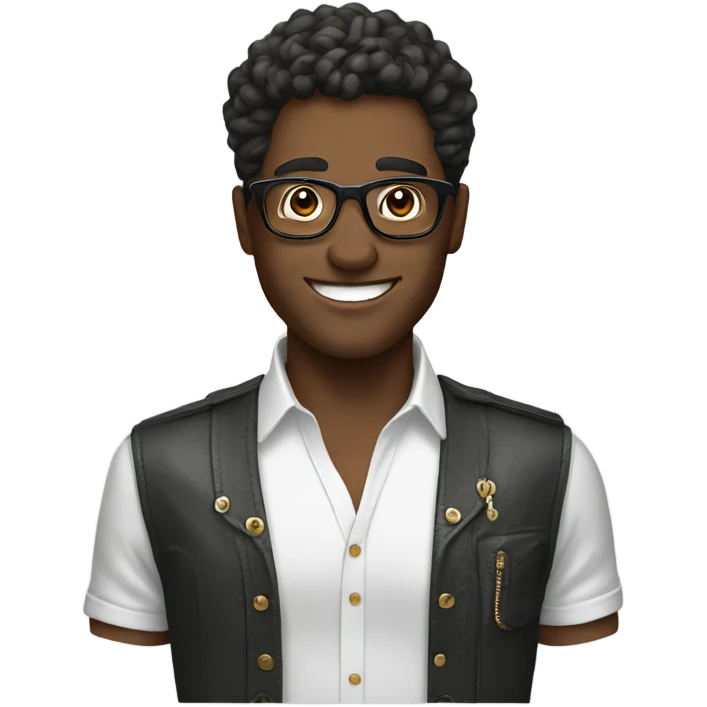 happy male with stylish accessories emoji