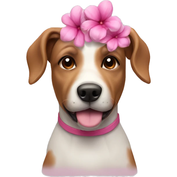 Dog with pink flower on head emoji