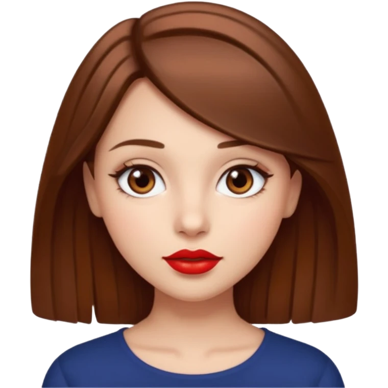 Girl who have brown hair brown eyes and beautiful red lip  emoji