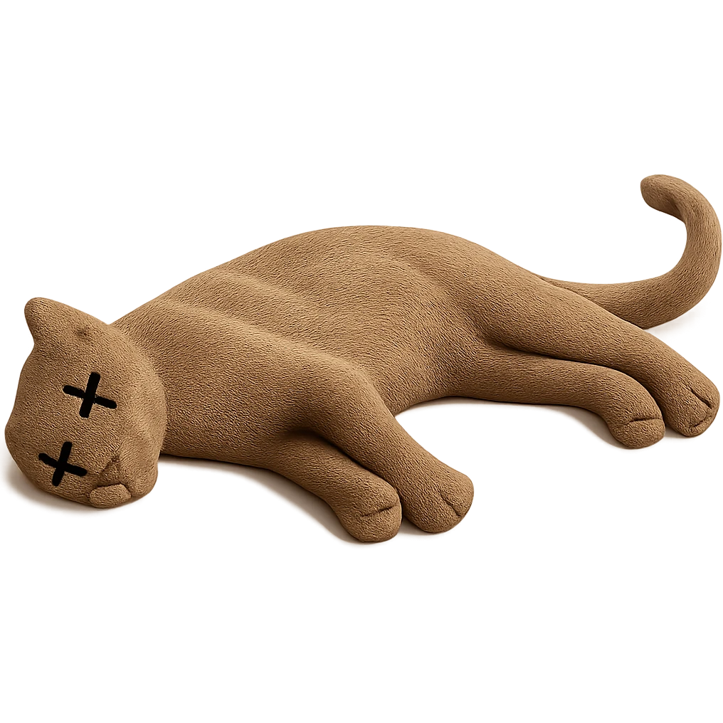Remove the border and shadow under the dead mountain lion, keep the rest realistic, add X's on eyes, no background, preserve original look in a realistic style. emoji