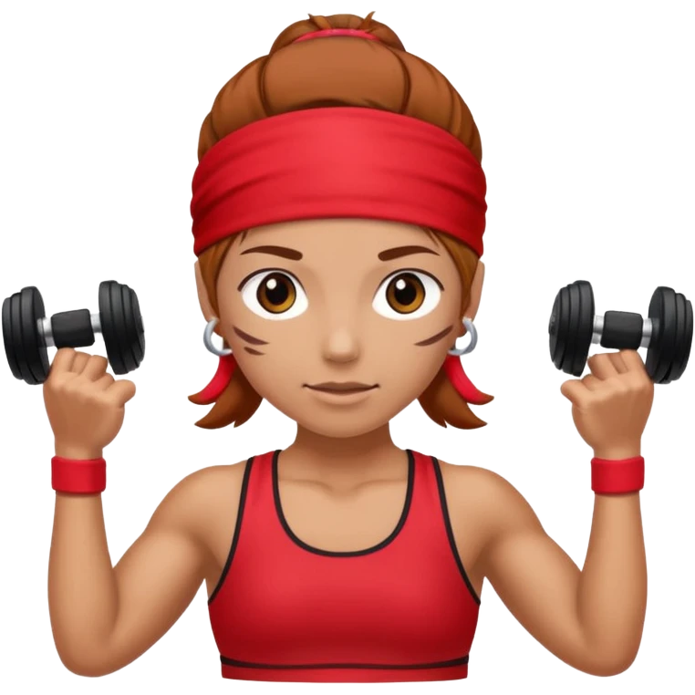 athlete with red headband, hold a mini dumbbell emoji