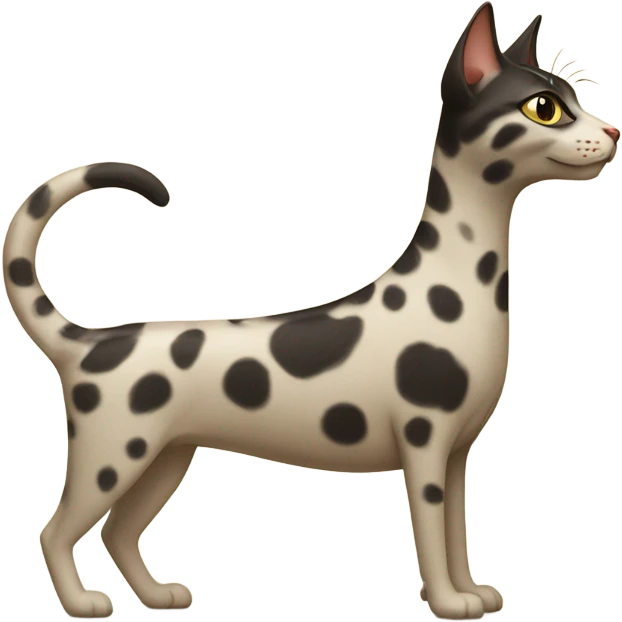 Spotted cat with a long neck riding a dog  emoji