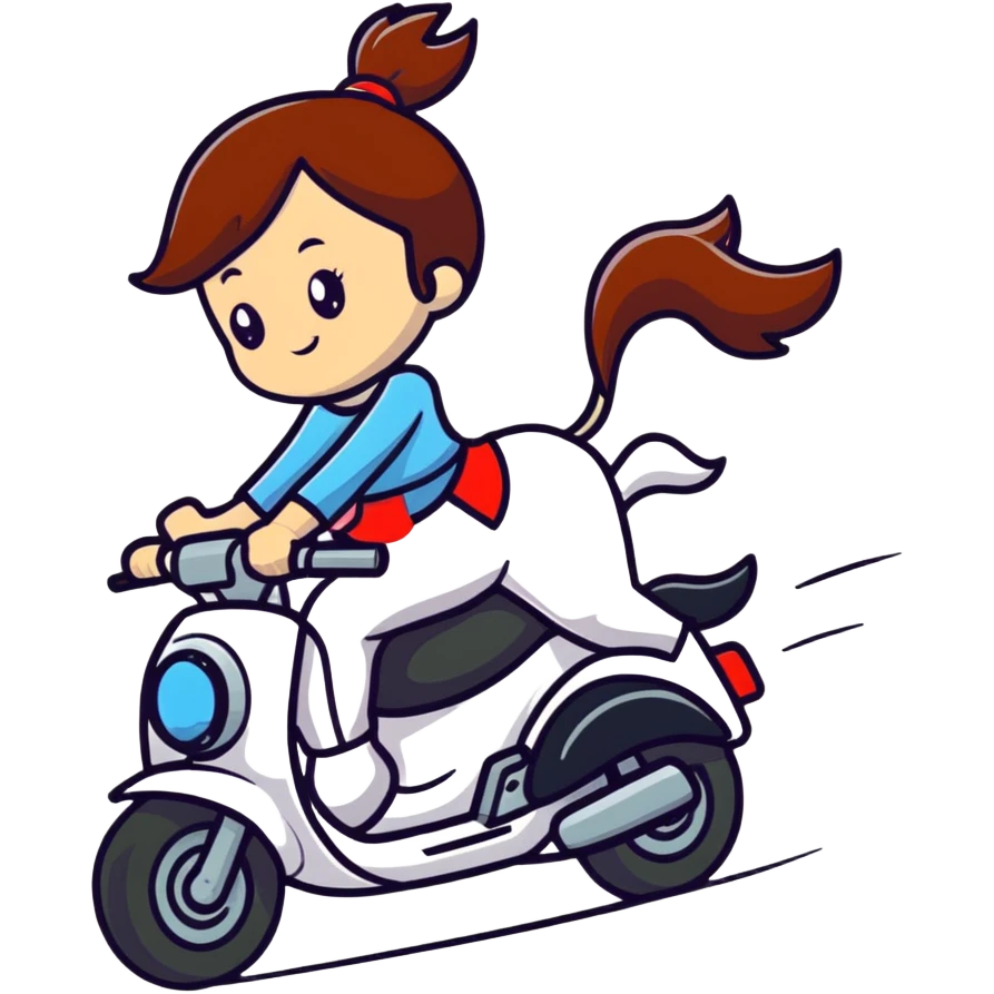 girl riding a horse jumping over a motorcycle emoji