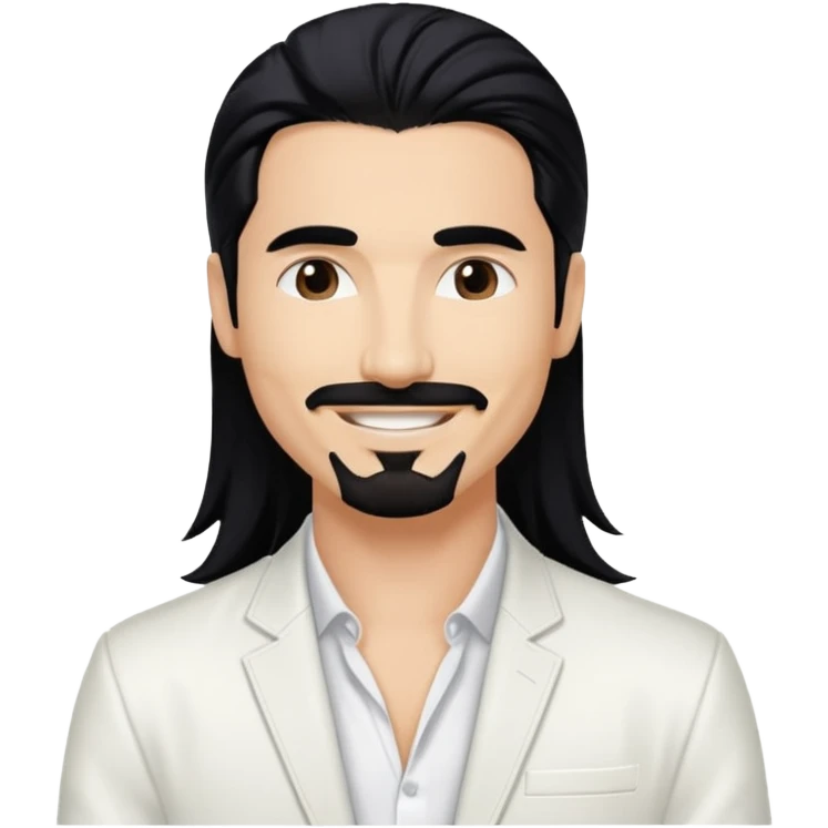 Kevin Richardson from Backstreet Boys with long black hair, white outfit emoji