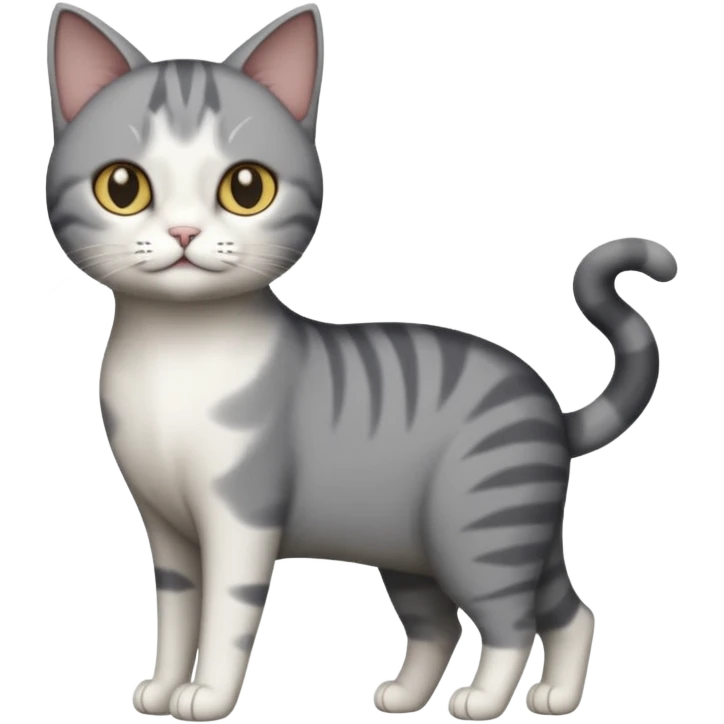 full body large short hair dark grey and white cat emoji