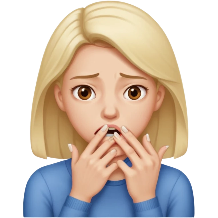 woman bitting nails anxious and sweating emoji