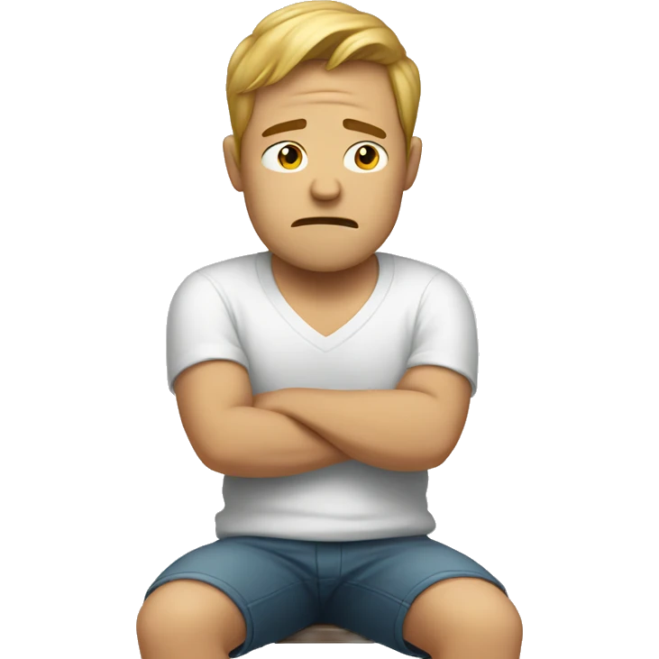 White man sitting and crying  emoji