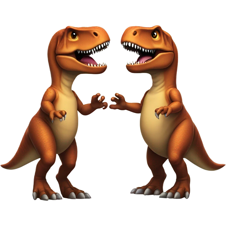 Girl T-Rex and boy T-Rex’s trying to hold hands  emoji