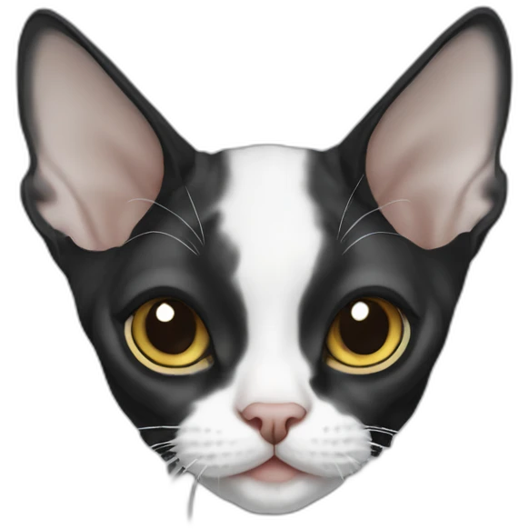 Devon Rex cat, black and white emoji