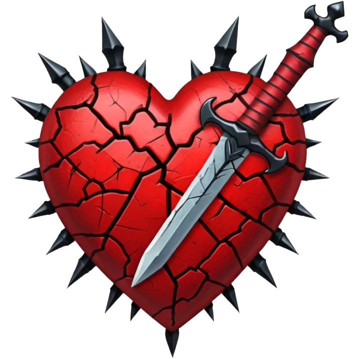 realistic gothic heart with a black dagger emoji