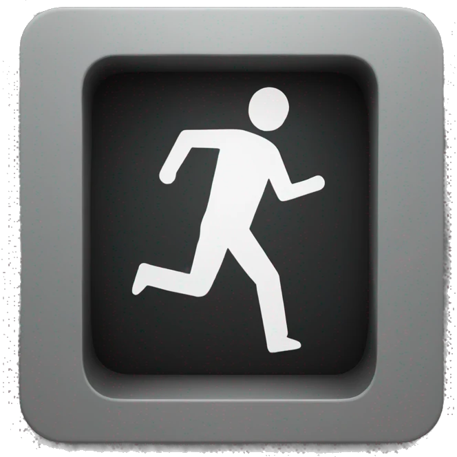 black exit sign with a man emoji