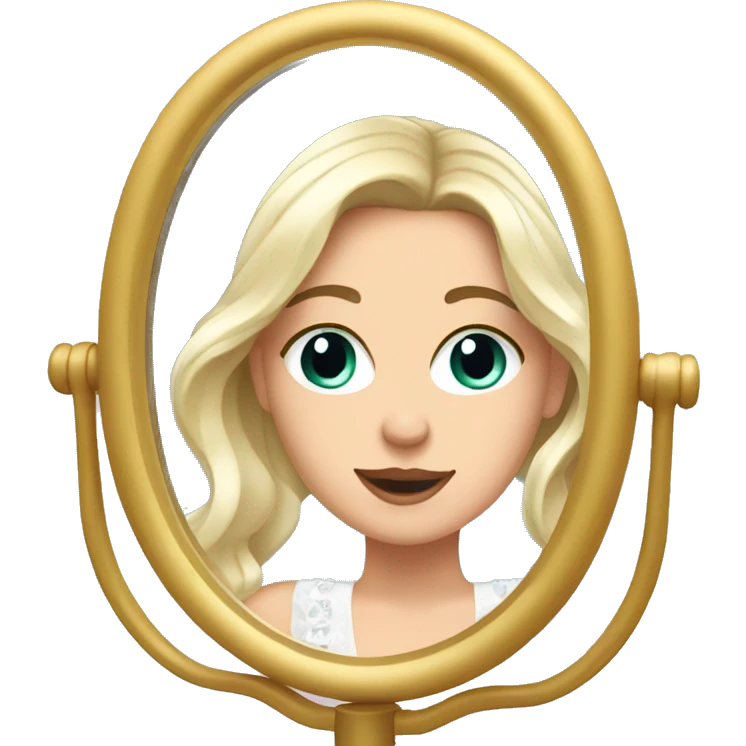fancy white girl looking at herself in vanity mirror  emoji