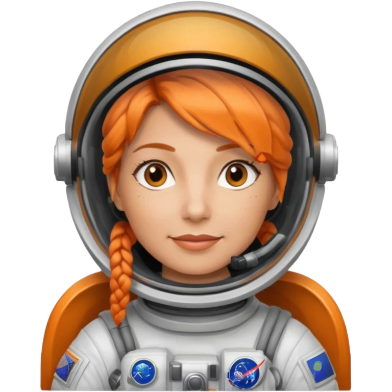 Astronauts, Middle-age, female, orange braided hair emoji