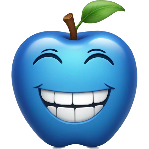 blue apple smiling emoji