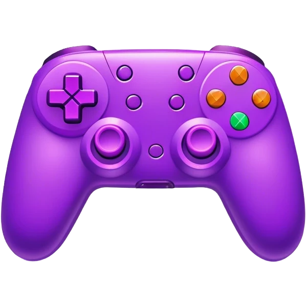 Neon purple gaming controller with dice emoji