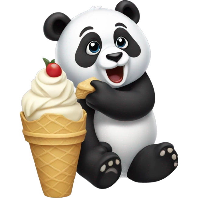 Panda eating ice cream emoji