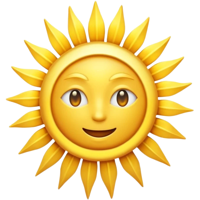 A radiant golden sun, with long, bright rays surrounding it, an intense yellow center, detailed 3D emoji style, neutral background, soft and vibrant lighting.  emoji