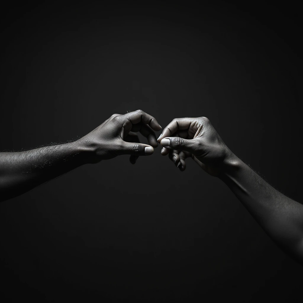 two black hands shaking, realistic style emoji