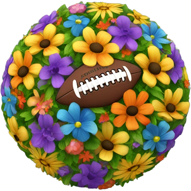 Football made of colorful flowers emoji