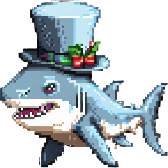 shark with a tophat side view emoji