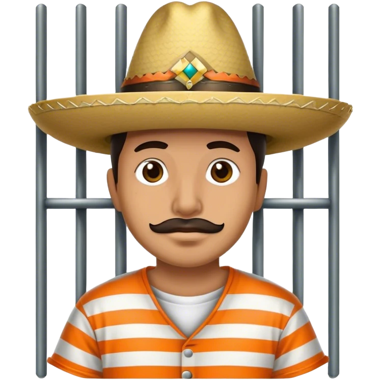 Prisoner in jail wearing sombrero  emoji