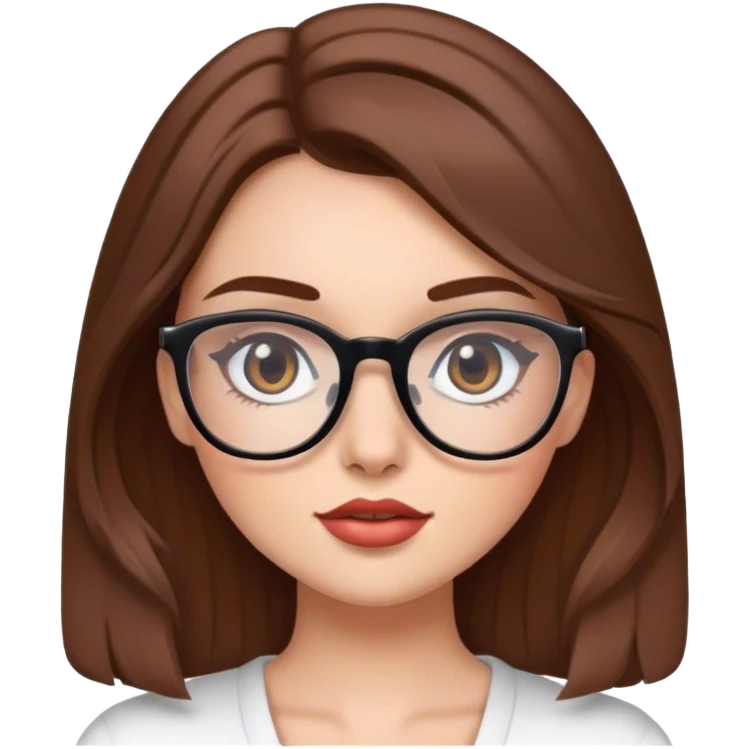pretty girl brown hair makeup with glases emoji