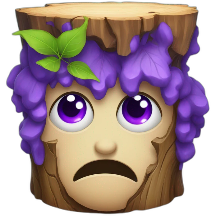 Head stump with holes in the stump for purple oval eyes and from the stump 2 horns with leaves emoji