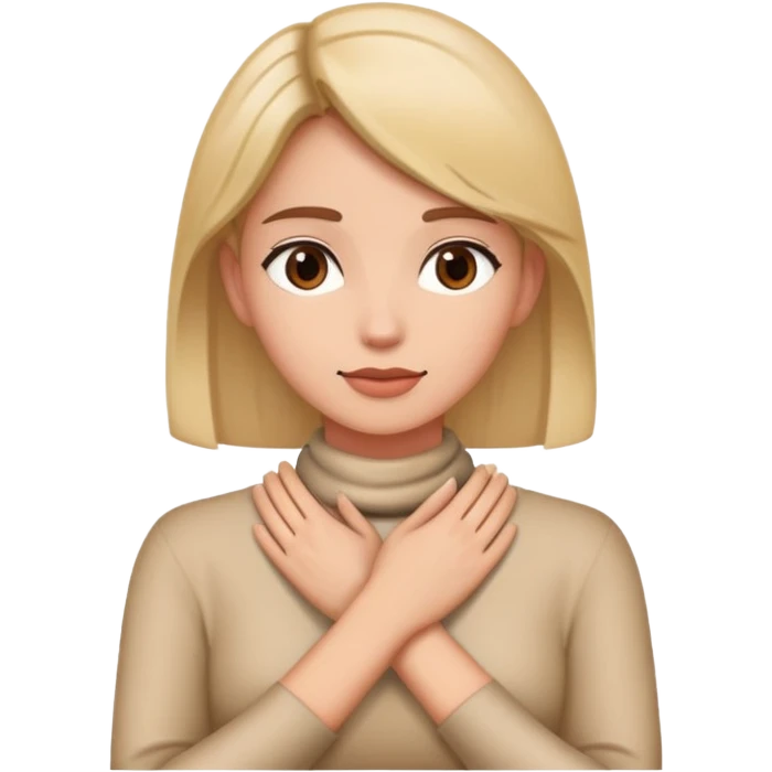 woman with hands crossed around her neck emoji