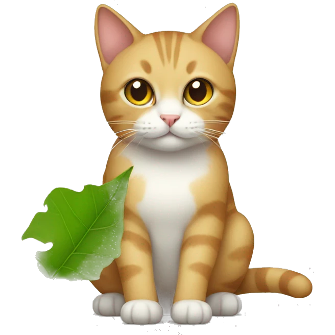 Cat with a leaf  emoji