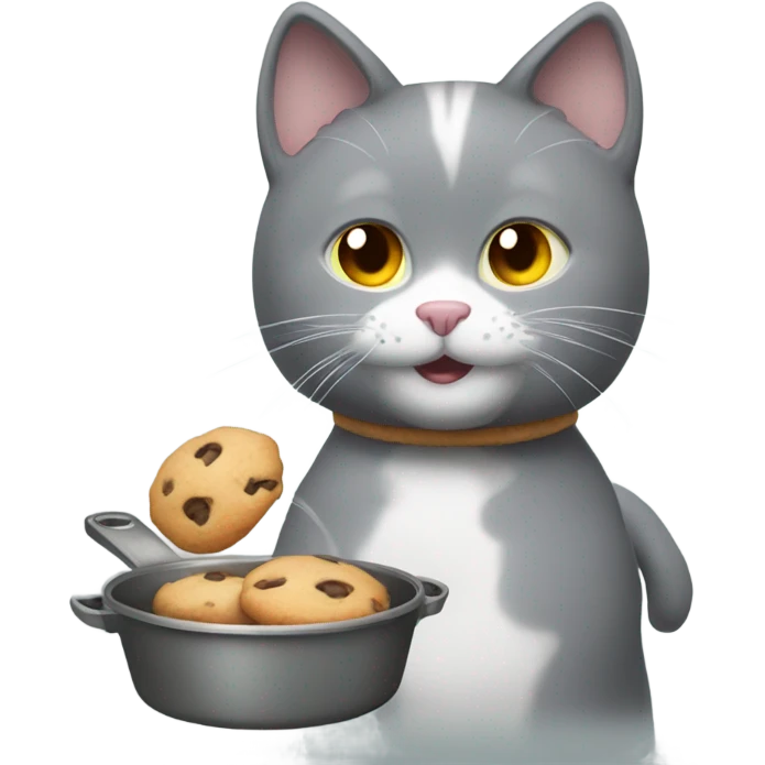 Grey cat baking cookies emoji