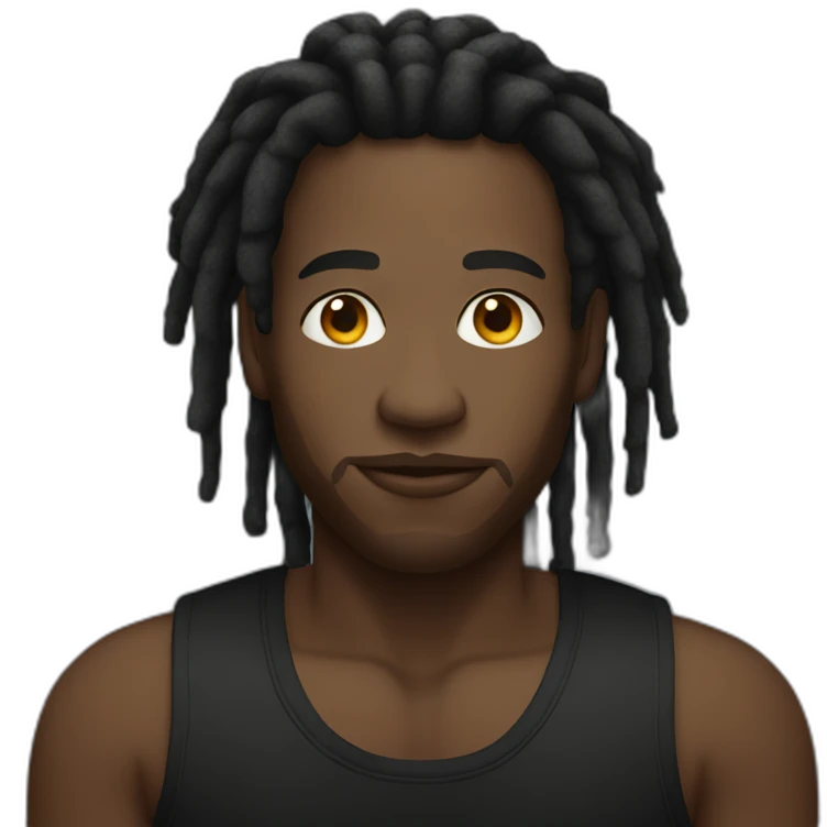 Black man with dreads and a black tank top emoji