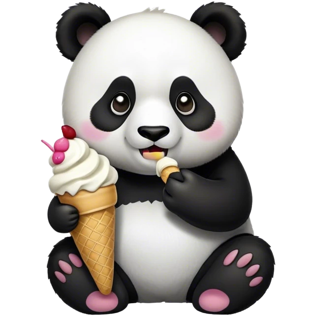 Panda eating ice cream emoji
