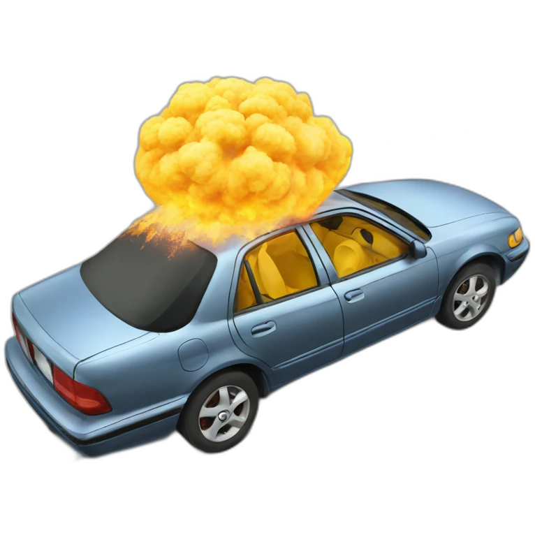 A car flying after an explotion emoji